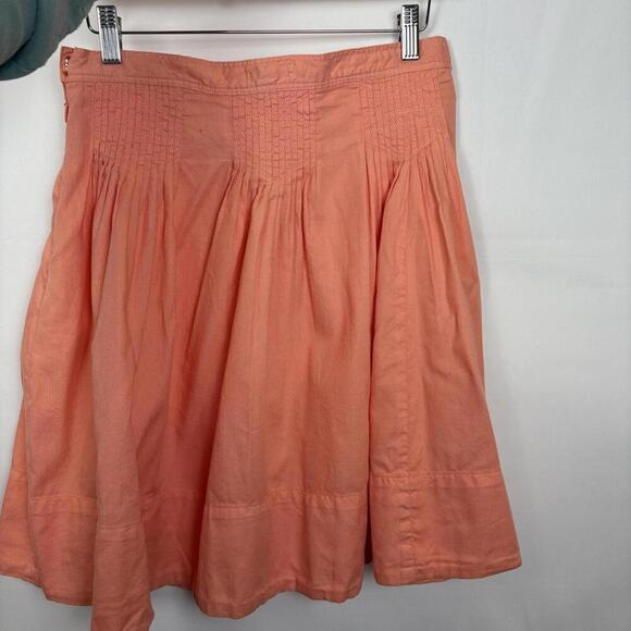 DYLAN 100% Cotton Orange Embroidered Pleated Skirt Size: 6 - Picture 6 of 7